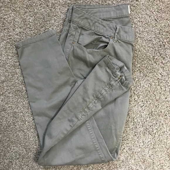 Basic Denim Gray Khaki Ankle Zip Skinny Leg Pants - Picture 4 of 8